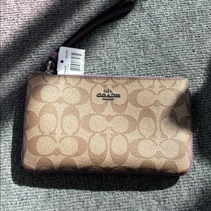 Khaki/Mauve NWT Coach wristlet wallet